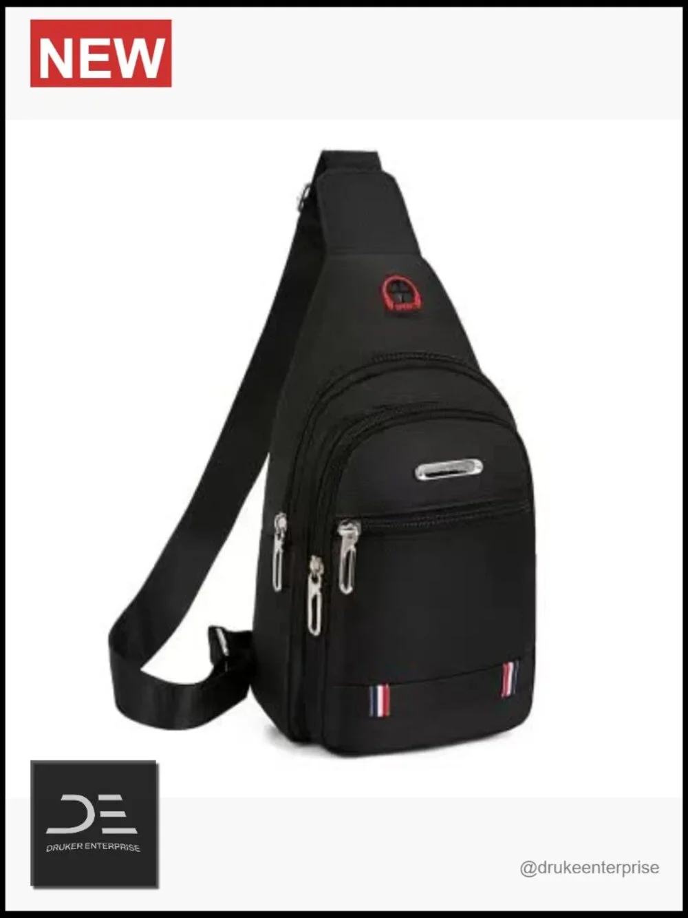 Waterproof Nylon Sling Chest Bag Crossbody Messenger Bag with Multiple Pockets